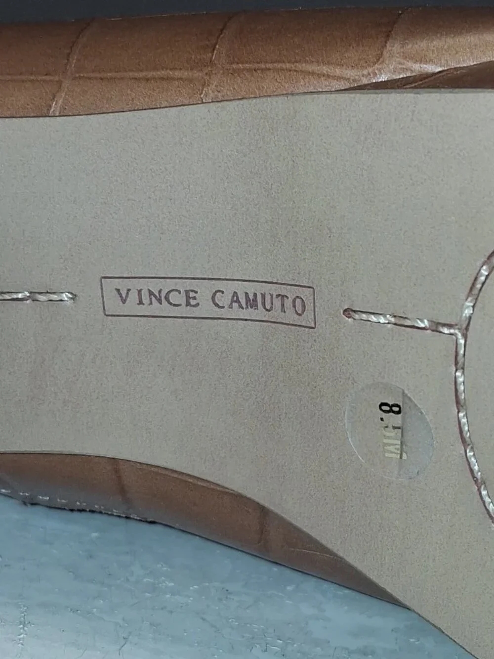 Vince Camuto Sovetta Platform Sandal W/Croc-Embossed Leather W/High Block Heel